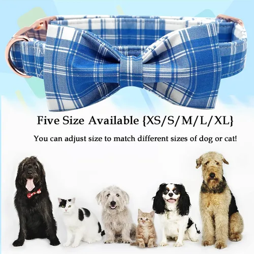Miniatura 3 de Lionheart glory Collar de perro, Collar de perro para niños con corbatín azul ajustable, Collar con corbata para perros grandes Bandera