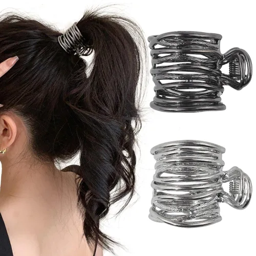Myhiju Pinzas de metal para el cabello, 2 pinzas de cola de caballo altas para mujer, pinzas pequeñas antideslizantes para cabello grueso,