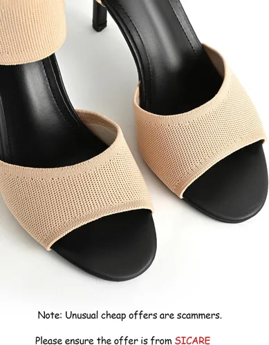 Miniatura 2 de Tacones de Puntera Abierta para Mujer, Sexys Tacones de Aguja de 3 Pulgadas, Sandalias de Tacón para Mujer con Puntera Abierta, Amplias, de Tejido