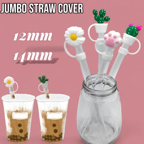 Miniatura 7 de 4 fundas grandes para pajitas Boba, 0.472 in y 0.551 in, puntas de paja de silicona jumbo para pajitas de vidrio Boba anchas y grandes