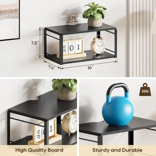 Miniatura 2 de Mesita de noche flotante, mesita de noche de madera, mesita de noche flotante para dormitorio, sala de estar, baño, cocina, oficina (negro)