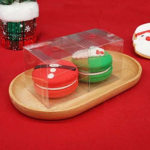 Miniatura 3 de XINHPKGG 50 cajas de regalo transparentes de 2 x 2 x 2 pulgadas, cajas transparentes para tartas con agujero superior, caja de macarrón, caja