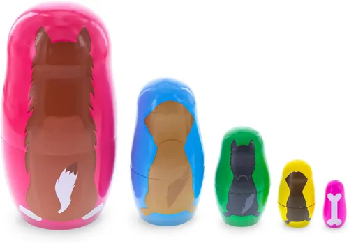 Miniatura 5 de BestPysanky Muñecas anidables de madera para perros de 4.75 pulgadas