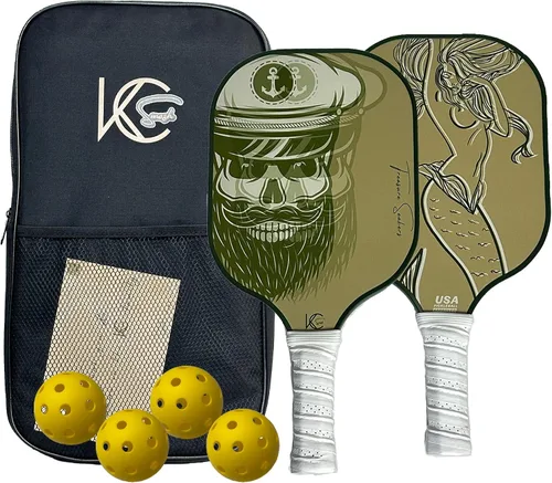 KC SMASH Juego de 2 paletas de pickleball - Aprobado por USAPA, apto para principiantes e intermedios, agarre ultra cómodo, incluye pelotas y bolsa