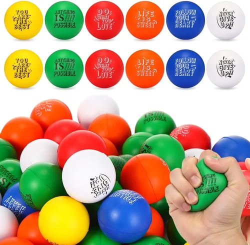 Leyndo 200 bolas de estrés para adultos y niños, citas motivacionales a granel, para aliviar el estrés, bolas de espuma coloridas para apretar,