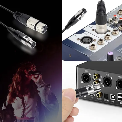 Miniatura 5 de XMSJSIY Adaptador de cable de audio XLR a XLR - Cable de micrófono de 3 pines a mini cable de micrófono de 3 pines para micrófono y cámara Lavalier