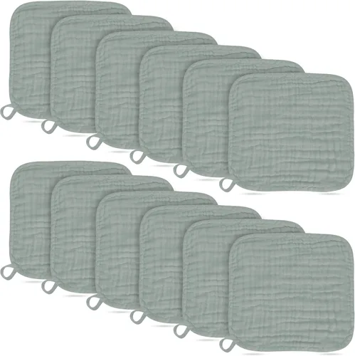 Miniatura 13 de Paquete de 12 paños de muselina para eructos, grandes de 20 x 10 pulgadas, ultra absorbentes, 100% algodón para babas y desorden del bebé, trapo