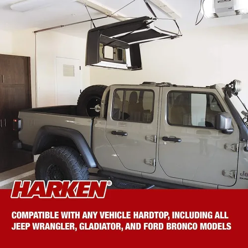 Miniatura 2 de HARKEN - Polipasto de Almacenamiento Aéreo para Techo Rígido de Garaje para Jeep Wrangler y Ford Bronco, Autonivelante, Sistema Seguro Anticaída