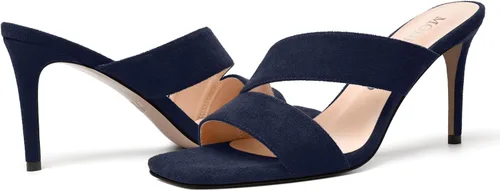 Miniatura 6 de MODENCOCO Sandalias de tacón alto con punta cuadrada y puntera cuadrada para mujer, de gamuza, de 3.5 pulgadas