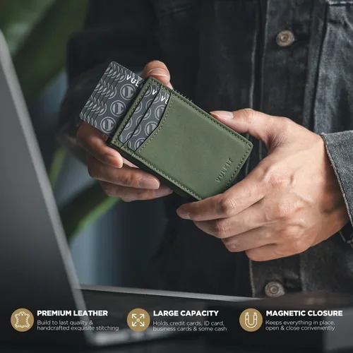 Miniatura 61 de VULKIT Billeteras delgadas para hombre, con bloqueo RFID, diseño minimalista con capacidad para hasta 11 tarjetas, Negro -, Minimalista