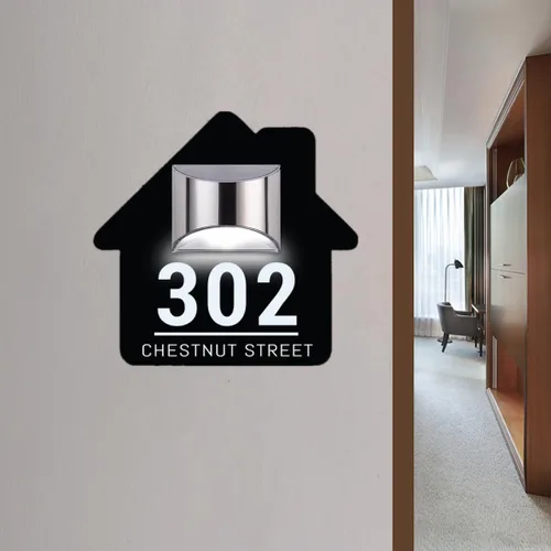 Miniatura 14 de Placa solar personalizada con números de casa, placa LED moderna para puerta, letrero acrílico para casa de jardín, montaje en la pared para casa