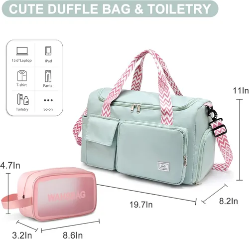 Miniatura 61 de Pequeña bolsa de gimnasio para mujer, bolsa de viaje con compartimento para zapatos