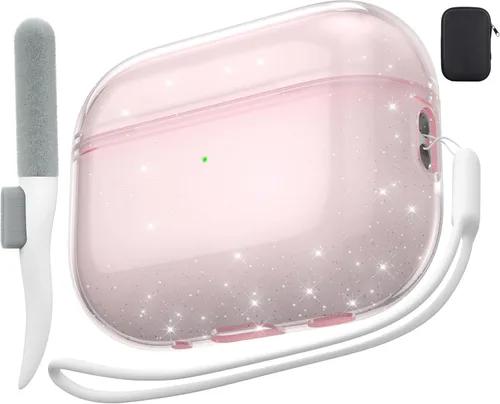 Miniatura 40 de Valkit - Funda transparente protectora para estuche de AirPods, con llavero, poliuretano termoplástico suave, a prueba de golpes, compatible