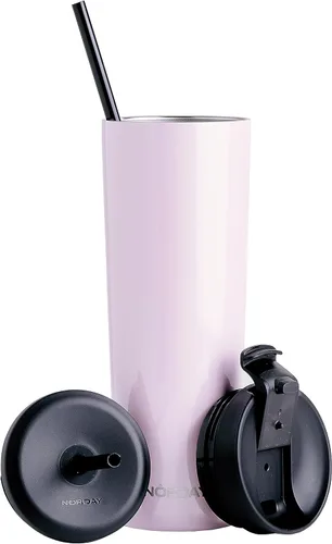 Miniatura 13 de NORDAY Vaso con tapa y popote – Bloom 30oz – Vaso aislado negro – Vaso de acero inoxidable – Taza de café de doble pared – Mantiene la temperatura