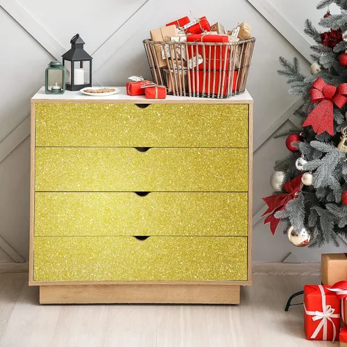 Miniatura 5 de CHIHUT Papel adhesivo Gold Sparkle de 15.7 x 100 pulgadas, papel tapiz con purpurina dorada, autoadhesivo, extraíble, papel de pared dorado, papel