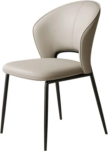 sillas de comedor - Sillas de comedor tapizadas de mediados de siglo, modernas, sin brazos, de piel sintética, laterales con respaldo, cocina Beige