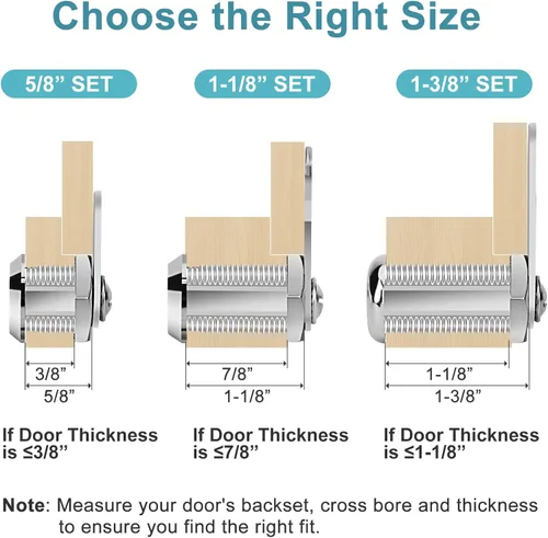Miniatura 3 de Cam Locks - Cerradura de gabinete con llave igual, cilindro de 5/8 pulgadas de longitud. Se adapta a un grosor máximo del panel de 3/8 pulgadas, 2
