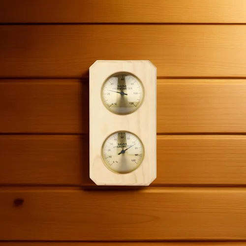 Miniatura 4 de Sauna Thermometer Hygrometer, Pine Wood Frame, Dual Dial, Vertical Design, Provides Accurate Reading
