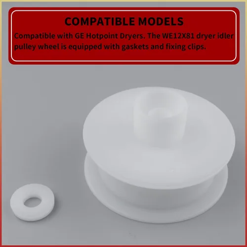 Miniatura 5 de WE12X81 - Pieza de repuesto para rueda de polea tensora de secadora compatible con secadores GE