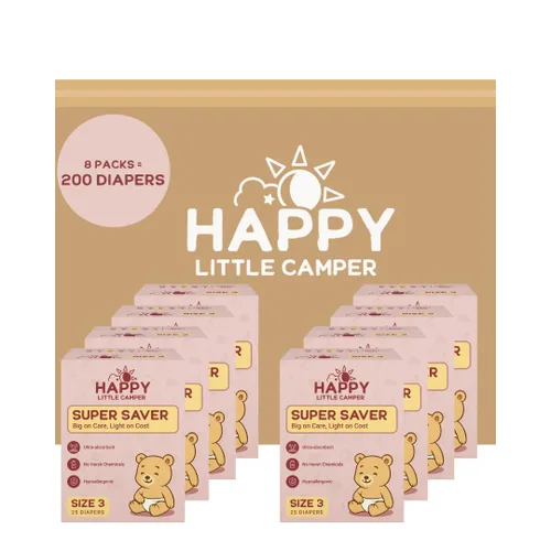 Miniatura 30 de Happy Little Camper Pañales desechables naturales para bebés, ultraabsorbentes, talla 1 - hipoalergénicos, sin perfume y sin cloro (200 unidades)