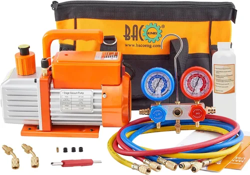 Miniatura 9 de BACOENG Juego de bomba de vacío de CA de 3.6CFM y medidor – Kit de bomba de vacío mini split doméstico para refrigerantes R410A – con adaptador mini