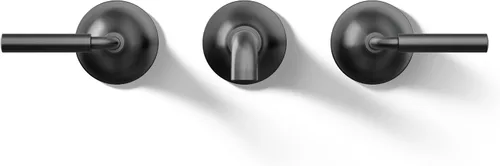 Miniatura 9 de Kohler T26439-4-BL - Juego de grifo de lavabo de baño de montaje en pared, grifo de baño con dos manijas de palanca, negro mate