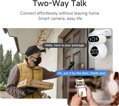 Miniatura 4 de Noorio Cámara de seguridad 2K de doble lente para exteriores, cámaras exteriores para enchufe de seguridad del hogar, seguimiento automático PTZ