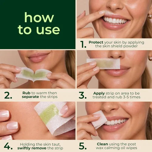 Miniatura 4 de Nad's Tiras de cera facial, hipoalergénicas para todo tipo de piel, depilación facial para mujeres, kit de depilación en casa con 20 tiras de cera