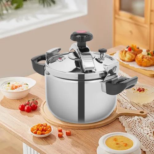 Miniatura 3 de PERFERATE Olla a presión de acero inoxidable de 60 Kpa, olla de presión de 6L/7 L, compatible con inducción con válvula de resorte, dispositivos