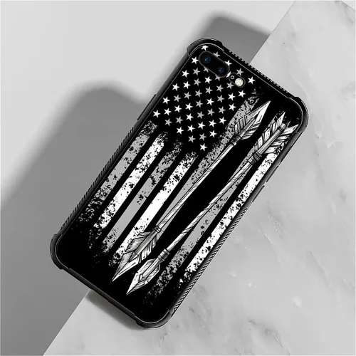 Miniatura 2 de Funda compatible con iPhone 7/8, diseño de bandera estadounidense con diseño de tiro con arco al aire libre, a prueba de golpes, antiarañazos
