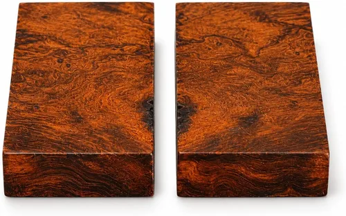 Miniatura 9 de IECAP LLC Bookmatched - Básculas de mango de cuchillo de madera de hierro del desierto (patrón de bola de color burdeos) - Grado A, 1 par