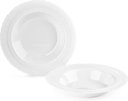 Miniatura 9 de Paquete de 240 platos, platos desechables de plástico extra pesados para fiesta de boda vintage (plato llano de 11 pulgadas, blanco castillo)