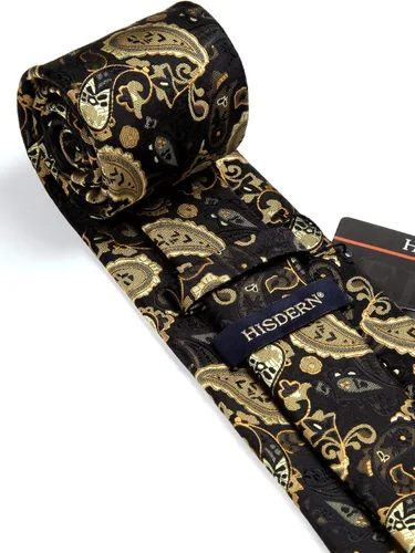 Miniatura 229 de HISDERN Corbatas para hombre, corbata de cachemira y bolsillo cuadrado tejido clásico floral para hombre, corbata de fiesta de boda