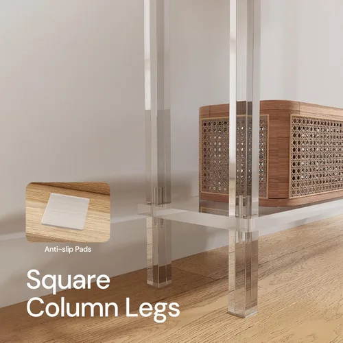 Miniatura 6 de Mesa consola estrecha de acrílico para entrada, 7.6 pulgadas de profundidad x 39.4 pulgadas de ancho x 31.5 pulgadas de alto, patas cuadradas, mesa