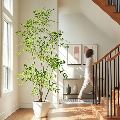 Miniatura 14 de Árbol de bambú artificial grande para interiores y exteriores, plantas realistas de seda de plástico sintético en maceta, para el hogar, sala