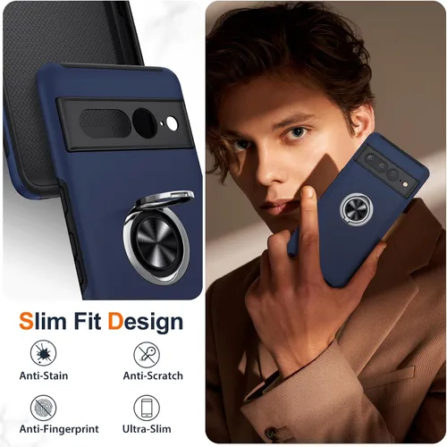 Miniatura 6 de JAME Funda para Google Pixel 7 Pro, Funda de Ajuste Delgado para Pixel 7 Pro con Soporte de Anillo Kickstand