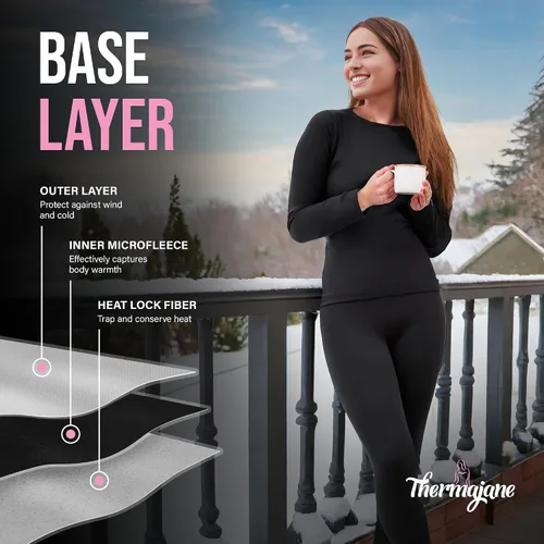 Miniatura 3 de Thermajane Long Johns Thermal Underwear for Women Fleece Lined Base Layer Pajama Set Cold Weather