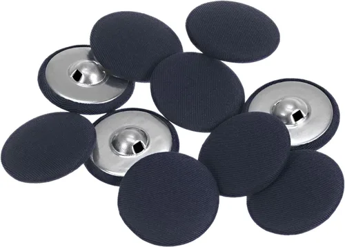 Miniatura 18 de HARFINGTON 10 botones de tela de 24L cubiertos de tela de 0.59 pulgadas, vástago de metal, botones de costura redondos para trajes, blusas de Azul