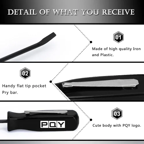 Miniatura 3 de Mini barra de palanca de bolsillo con clip de bolsillo 4.5" longitud 3pcs (negro)