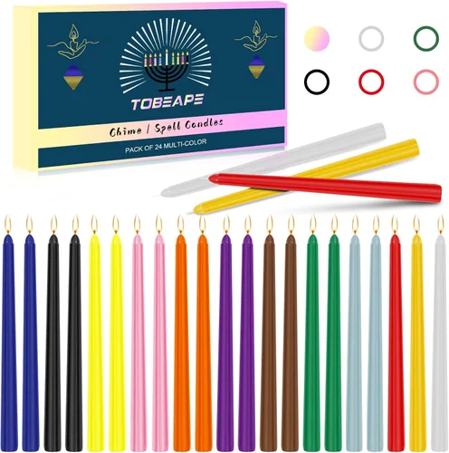 Miniatura 21 de Tobeape Paquete de 24 velas de hechizos de colores surtidos, mini velas cónicas de bruja mágica de 4 pulgadas a granel para rituales/brujería/altar