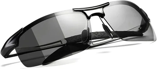 Gafas de sol fotocromáticas para hombres y mujeres, gafas de sol deportivas para conducción, pesca, ciclismo, antirreflejos Marco negro