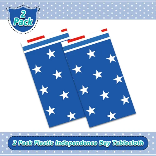 Miniatura 7 de 2 manteles de 4 de julio, manteles de bandera estadounidense, suministros para fiesta patriótica, para el Día de los Veteranos, Día de la Bandera
