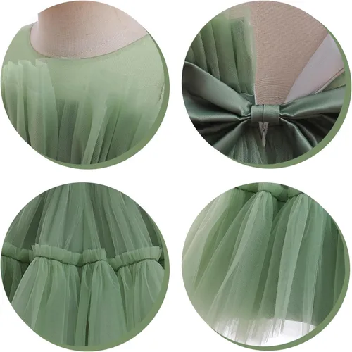 Miniatura 6 de Miipat Vestido de niña de flores para bebé, boda, fiesta, tul, princesa, vestido de baile, vestido formal con lazo para la cabeza