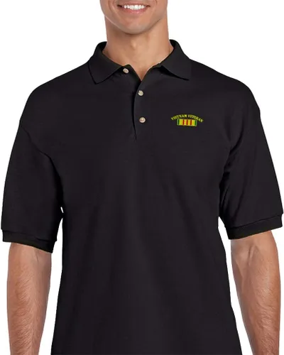 Miniatura 3 de Camisas polo personalizadas para hombres Vietnam Veterano Bandera Militar Bordado Algodón