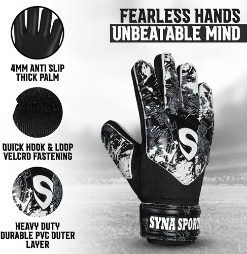 Miniatura 2 de Guantes de portero de fútbol para niños y jóvenes, guantes de portero de fútbol de 0.157 pulgadas (0.157 in), antideslizantes, resistentes, palma