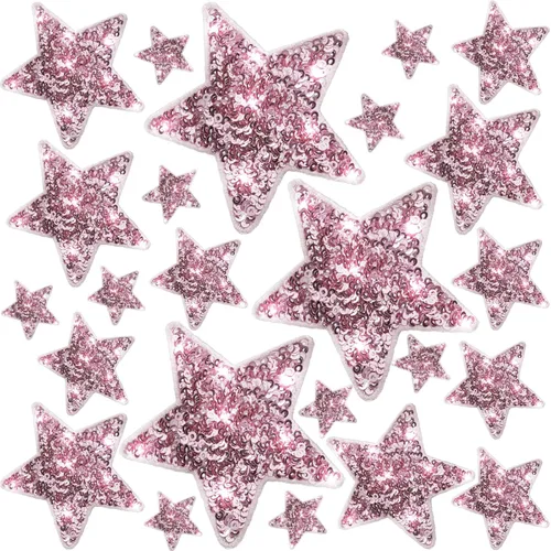 Miniatura 11 de Daifunli 24 Parches de Lentejuelas para Planchar de 4 Parches Decorativos Bordados Brillantes para Ropa, Bolsos, Chaquetas, Jeans, Sombreros