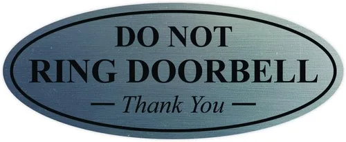 Miniatura 62 de All Quality Cartel de agradecimiento ovalado con texto en inglés «Do not Ring DOORBELL», color negro, pequeño, 1 paquete