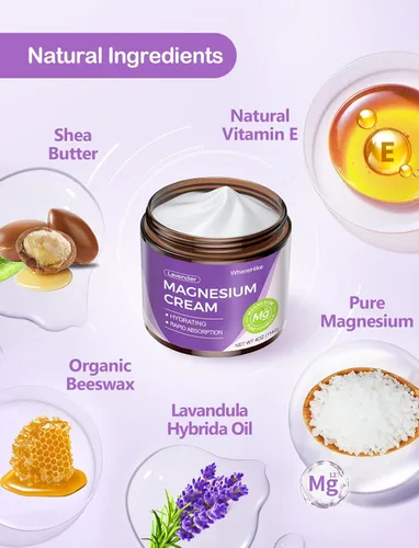 Miniatura 2 de stilip Crema Tópica Natural de Magnesio para el Sueño, Loción Nocturna de Magnesio para el Dolor y Calambres en las Piernas, Relajación Muscular