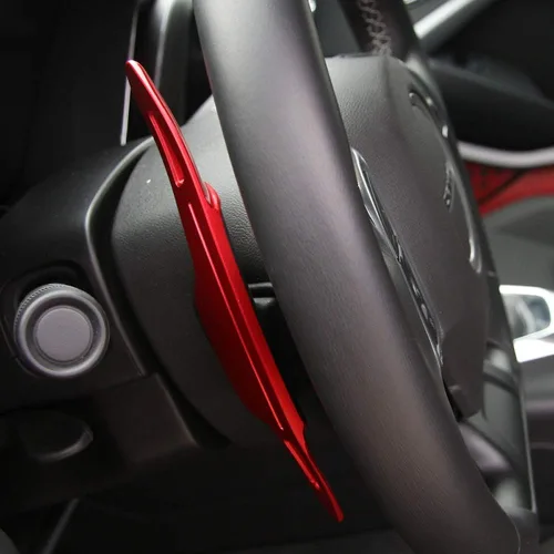 Miniatura 4 de High Flying 2 piezas de accesorios interiores, volante de paletas de cambio DSG, extensiones rojas para Chevy Chevrolet Camaro 2016-2022, C7 Rojo