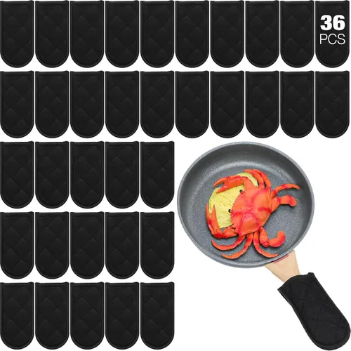 Miniatura 9 de Dandat Juego de 24 fundas de mango caliente para reemplazo diario, fundas de mango de bandeja de regalo, fundas resistentes al calor, funda de Negro